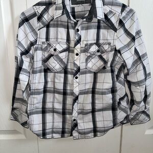 BKE Black and White Plaid Button Down Shirt